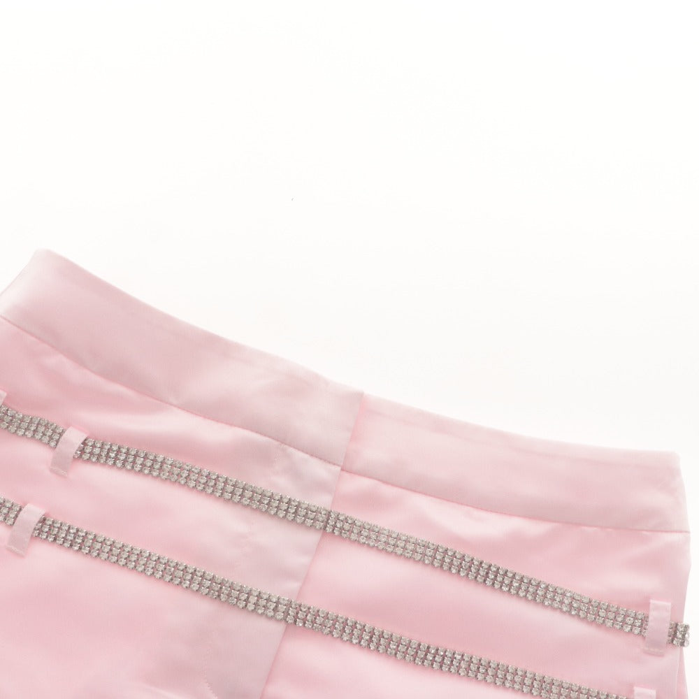 ■ The Red Thread THEREDTHREAD Mini Skirt Skapan Bottoms Rhinestone Belt Women's S Light Pink With Tags Unused