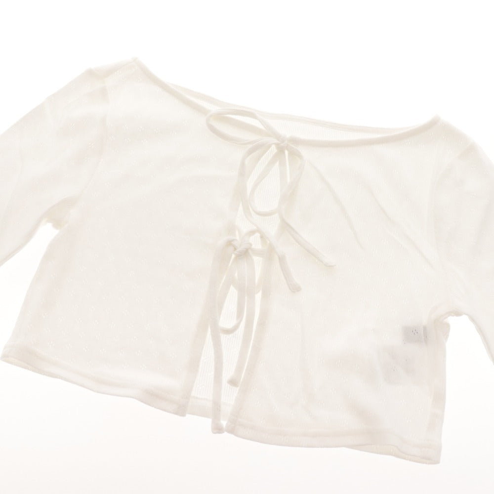 ■ FICTION TOKYO Cardigan Long-Sleeve Top Cropped Length Bow Women's One Size White Tagged Unused