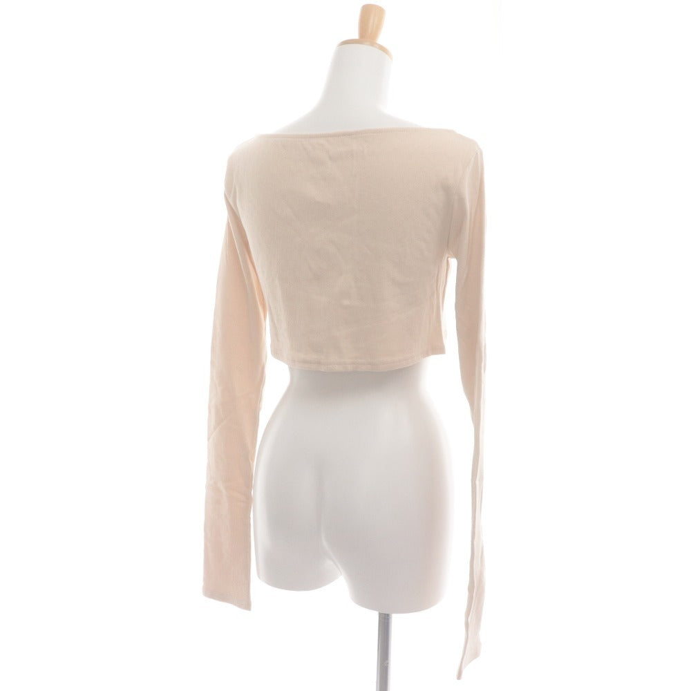 ■ FICTION TOKYO Cardigan Long-Sleeve Top Cropped Length Bow Women's One Size Light Beige With Tags Unused