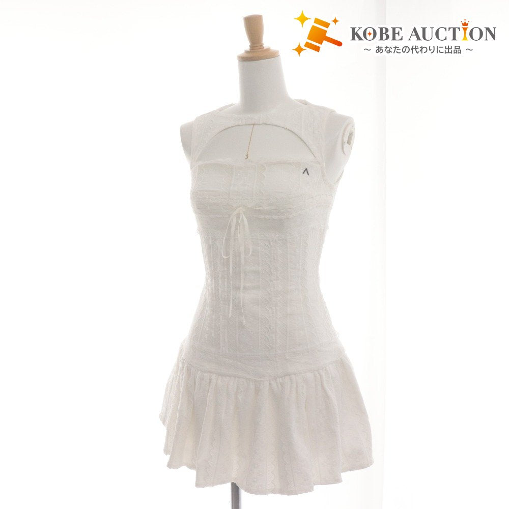 ■ ANDMARY Dress Sleeveless Mini Length Lace Ribbon Women's One Size White With Tags Unused