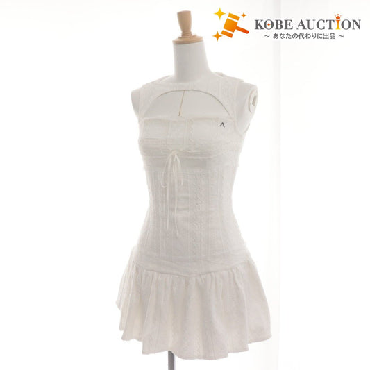 ■ ANDMARY Dress Sleeveless Mini Length Lace Ribbon Women's One Size White With Tags Unused