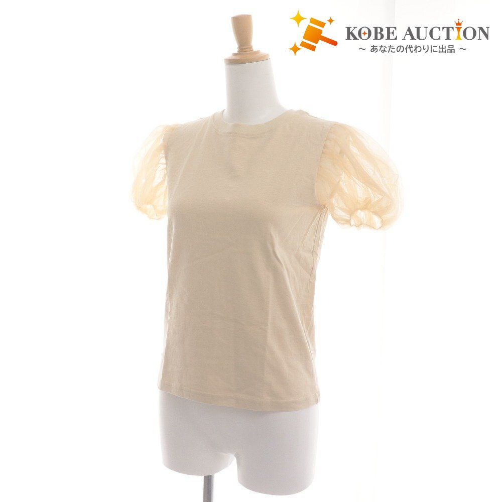 ■ CLANE Cut and Sewn T-Shirt Short Sleeve Top Tulle Puff Sleeve Women's 1 (Equivalent to M) Light Beige With Tags Unused