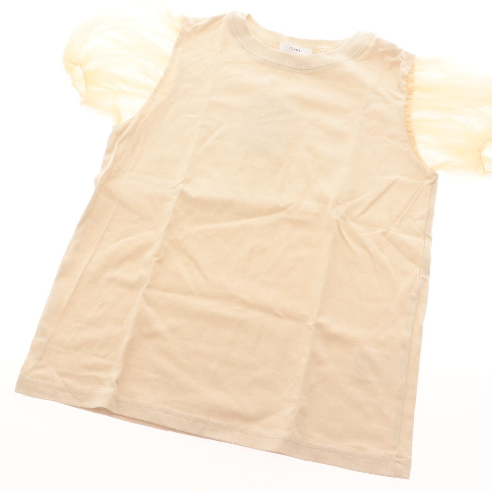 ■ CLANE Cut and Sewn T-Shirt Short Sleeve Top Tulle Puff Sleeve Women's 1 (Equivalent to M) Light Beige With Tags Unused