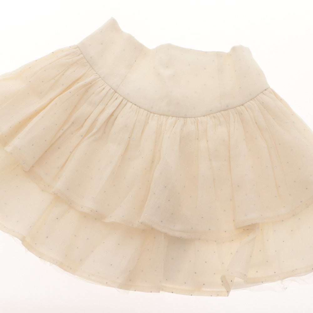 ■ M me eme Mini Skirt Bottoms Silver Dot Ruffle Gather Women's Free Size Ivory With Tags Unused