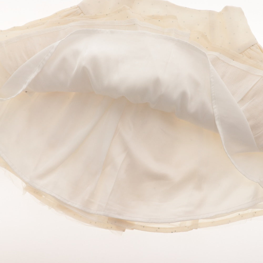 ■ M me eme Mini Skirt Bottoms Silver Dot Ruffle Gather Women's Free Size Ivory With Tags Unused