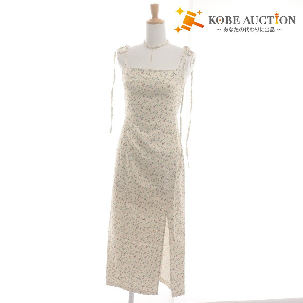 ■ ANDMARY Dress Long Top Bottoms Small Floral All-Over Print Slit Women's Free Size Ivory Accessories Included Unused