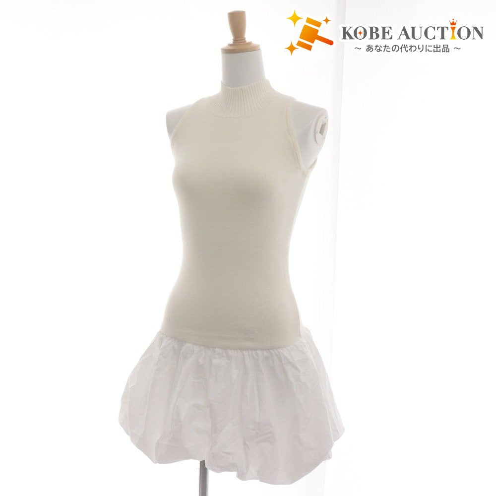 ■ YILON Dress Sleeveless Mini Knit Voluminous High Neck Women's Free Size White Ivory-ish Unused