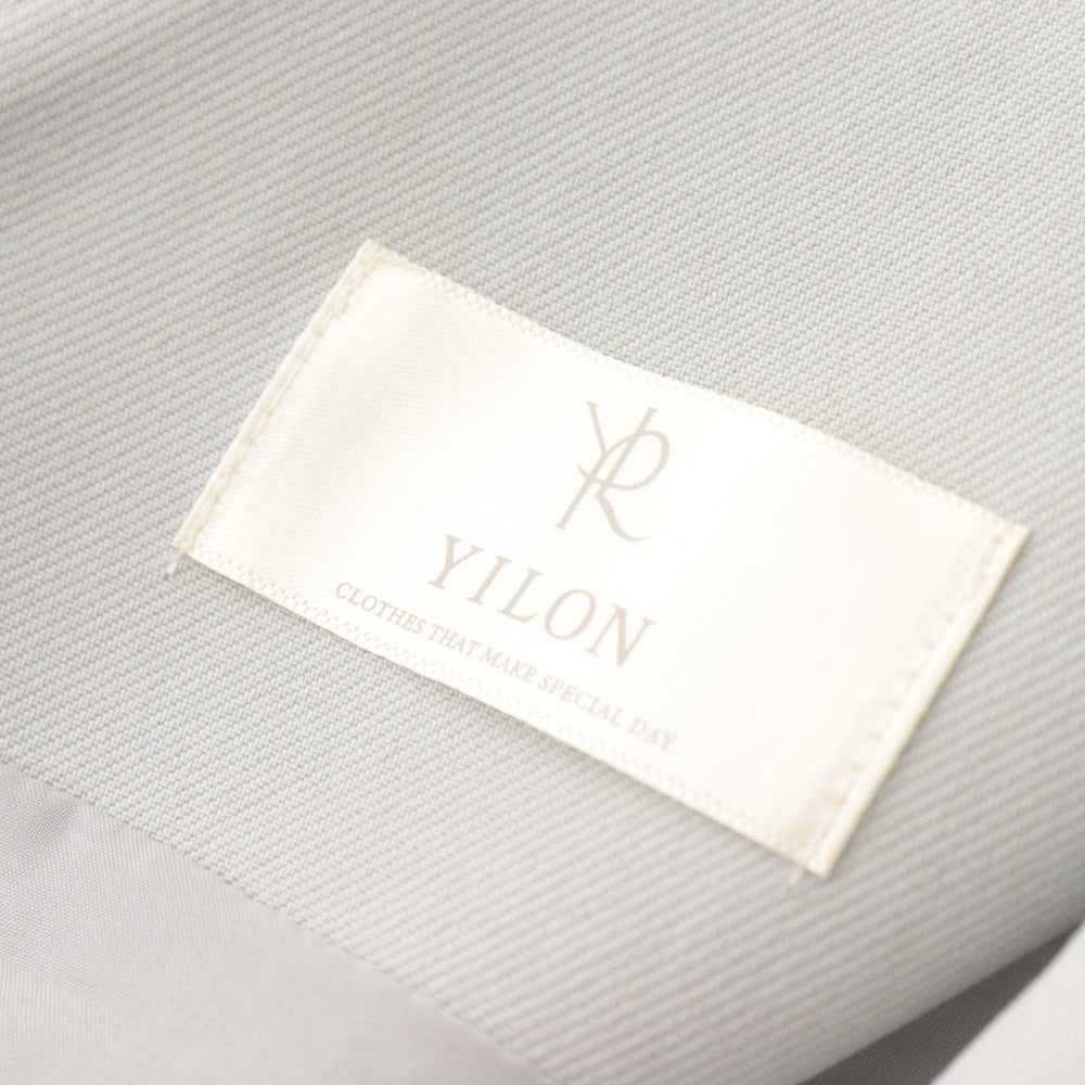 ■ YILON Mini Dress Sleeveless Flared Hem Ribbon Rhinestone Women's Size F Dusty Blue-Green Gray Unused