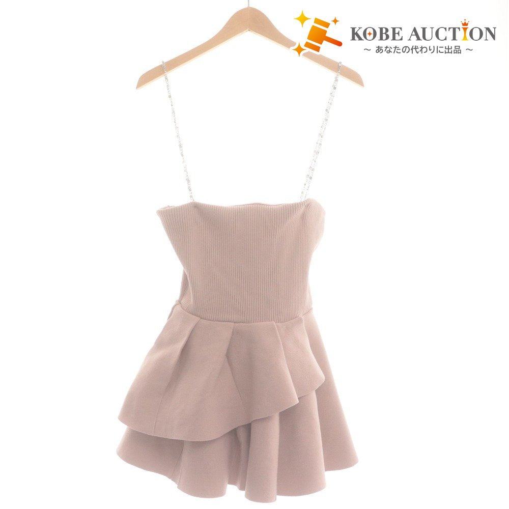 ■ Polaura Bear Top Chain Strap Peplum Knit Top Women's Free Size Pink Beige With Tags Unused