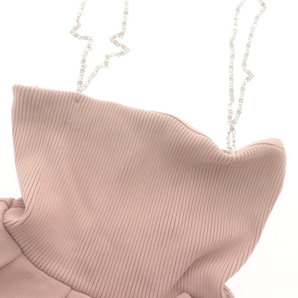 ■ Polaura Bear Top Chain Strap Peplum Knit Top Women's Free Size Pink Beige With Tags Unused