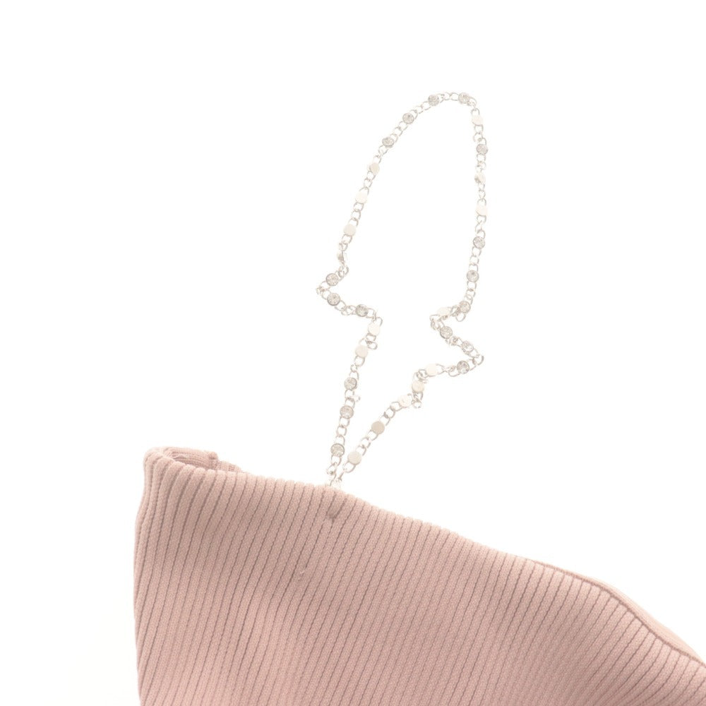 ■ Polaura Bear Top Chain Strap Peplum Knit Top Women's Free Size Pink Beige With Tags Unused