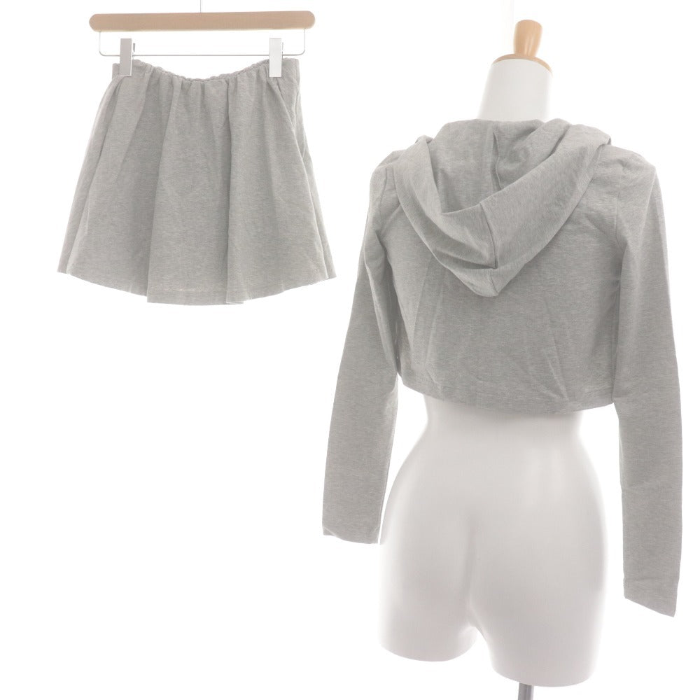 ■ YILON Three-Piece Hooded Cardigan, Camisole, Skirt Set, Women's Free Size, Light Gray, Unused