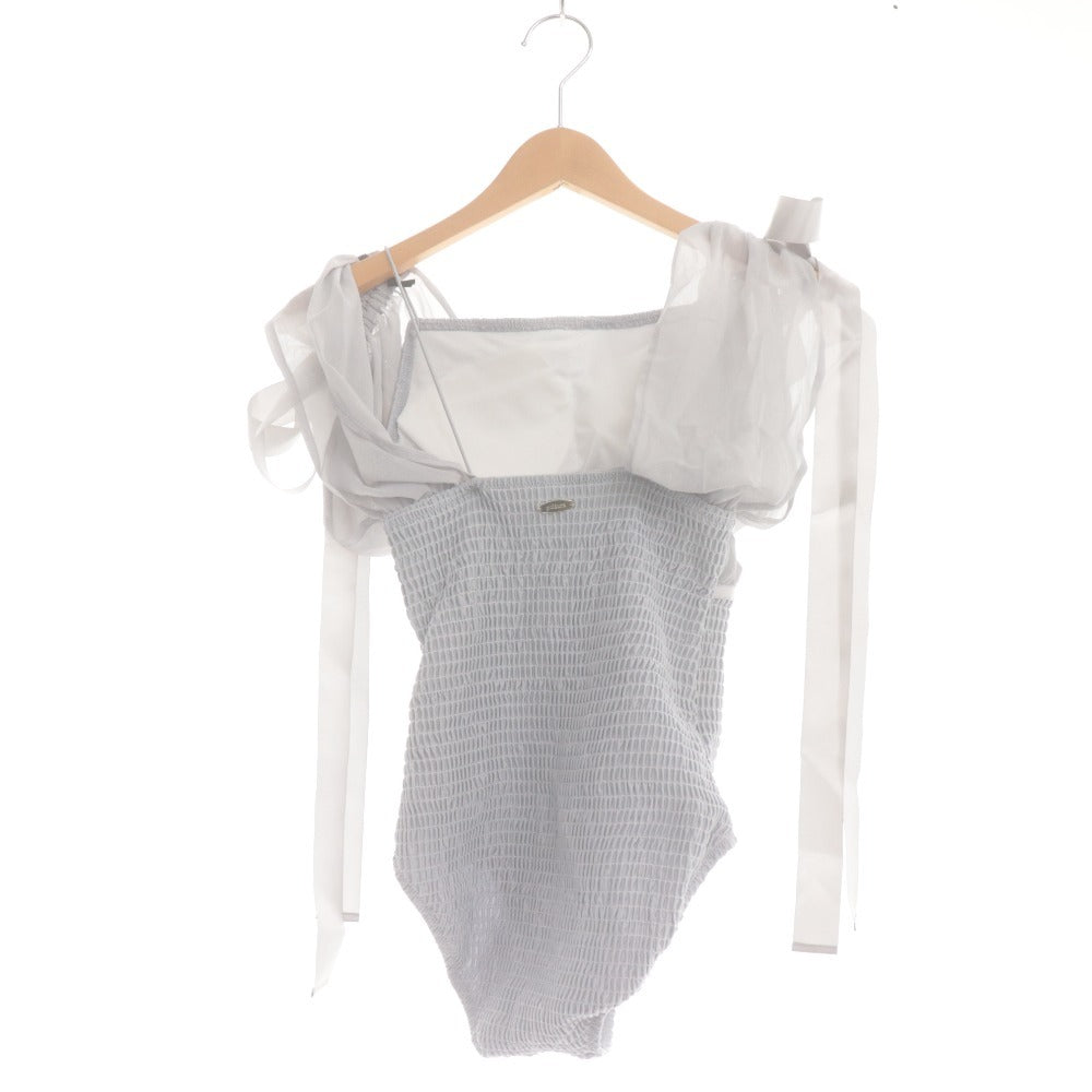 ■ Polaura Swimsuit, Ruched Ribbon Women's One Size, Dusty Blue-Green/Gray, With Tags, Unused