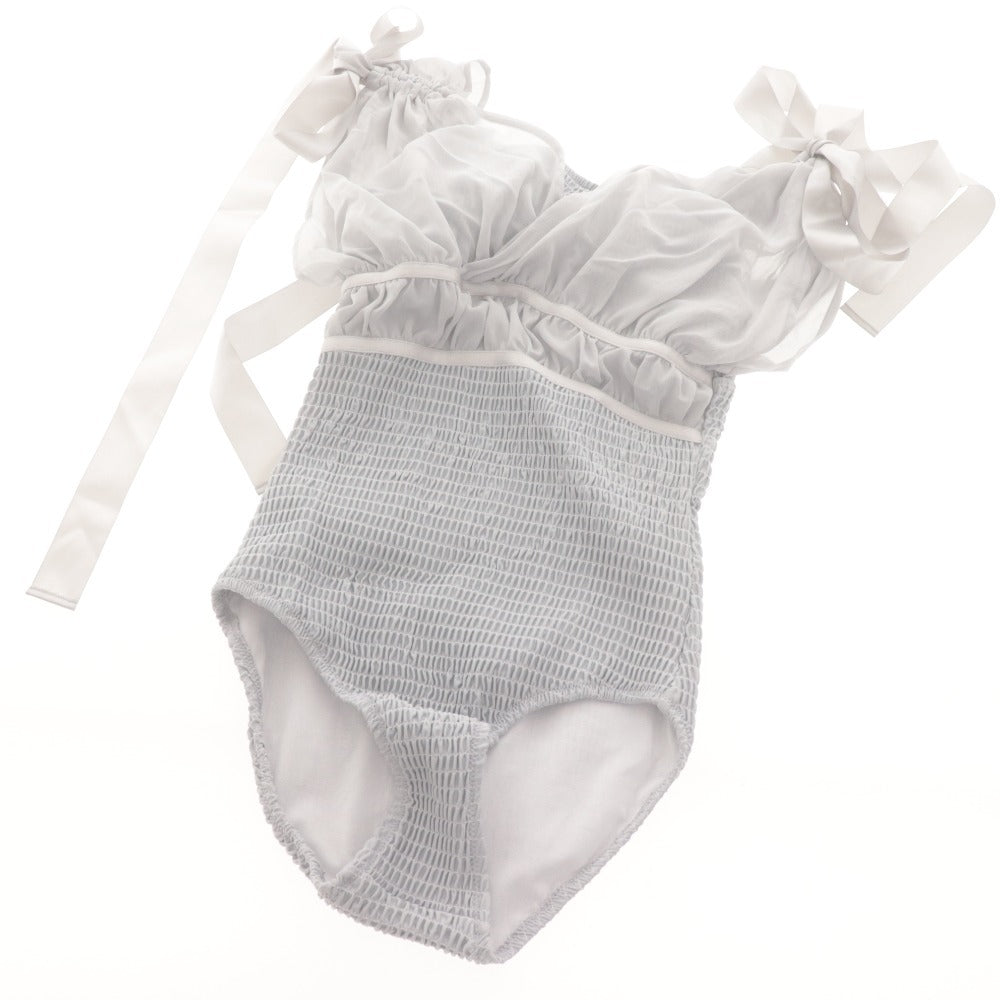 ■ Polaura Swimsuit, Ruched Ribbon Women's One Size, Dusty Blue-Green/Gray, With Tags, Unused