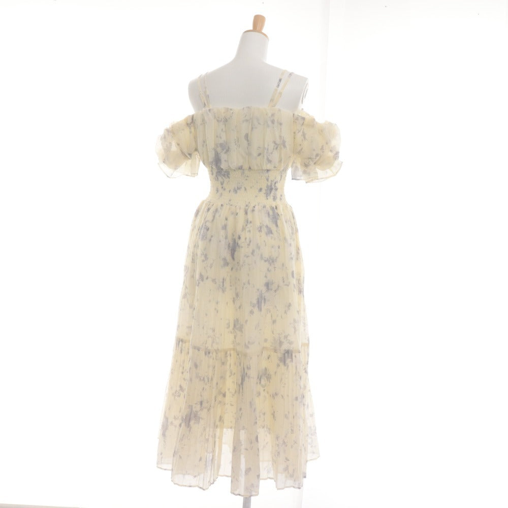 ■ SNIDEL Long Dress Off-the-Shoulder Floral Pleated Women's 00 (Equivalent to XS) Light Yellow Tagged Unused