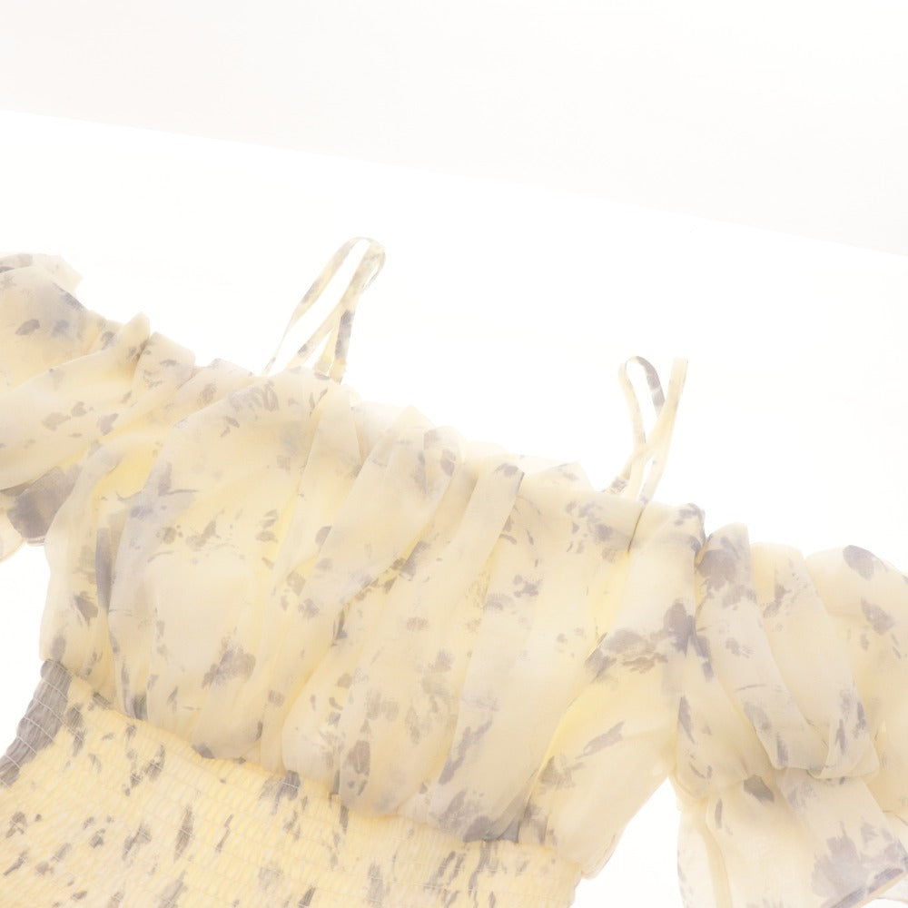 ■ SNIDEL Long Dress Off-the-Shoulder Floral Pleated Women's 00 (Equivalent to XS) Light Yellow Tagged Unused