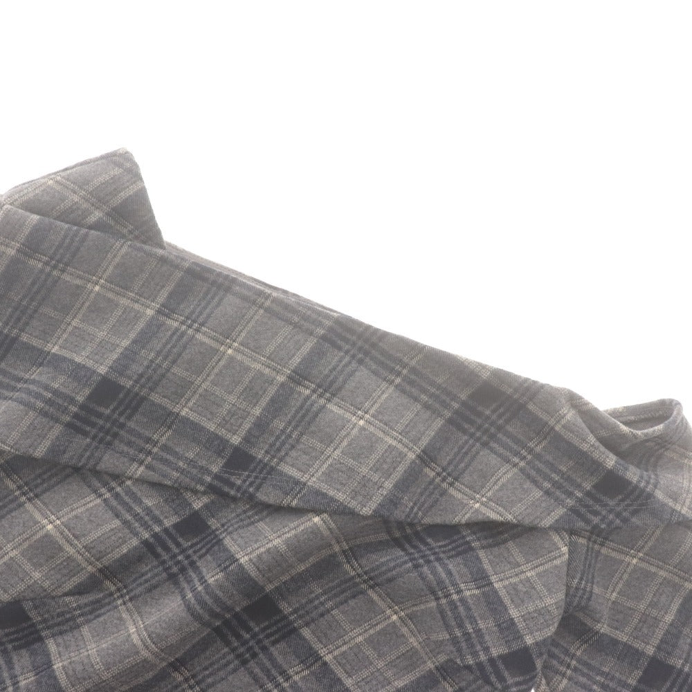 ■ YILON Mini Dress Off-Shoulder Shirring Check Tight Women's One Size Gray Unused