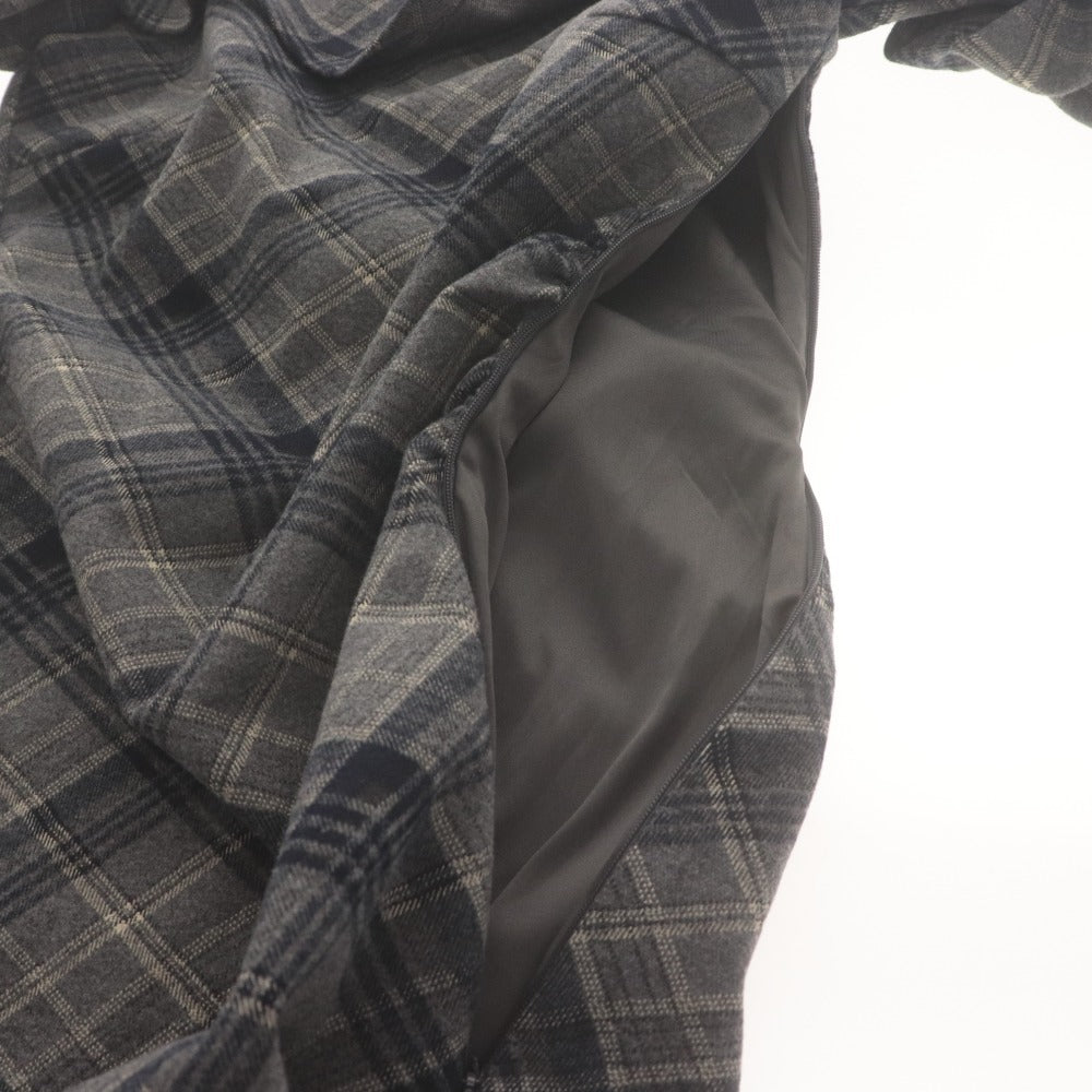 ■ YILON Mini Dress Off-Shoulder Shirring Check Tight Women's One Size Gray Unused