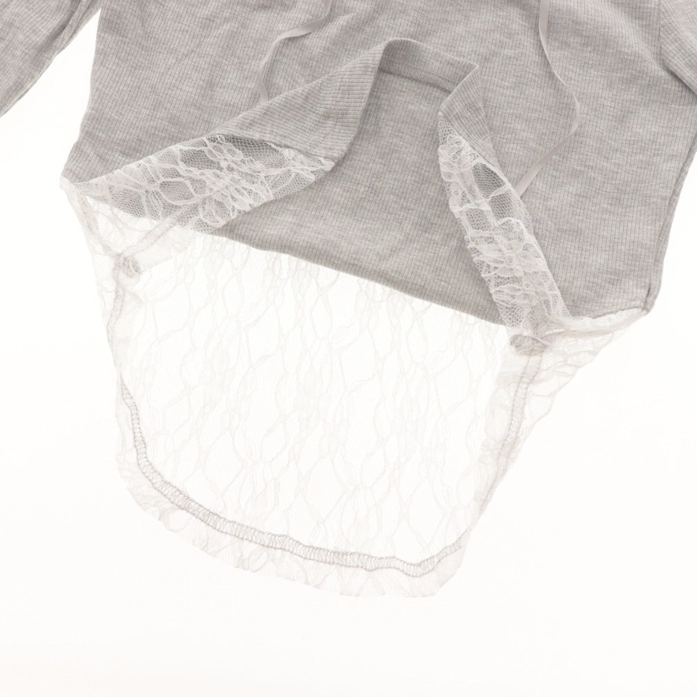 ■ YILON Cut and Sewn Long-Sleeve Top Lace Ribbed Women's One Size Gray