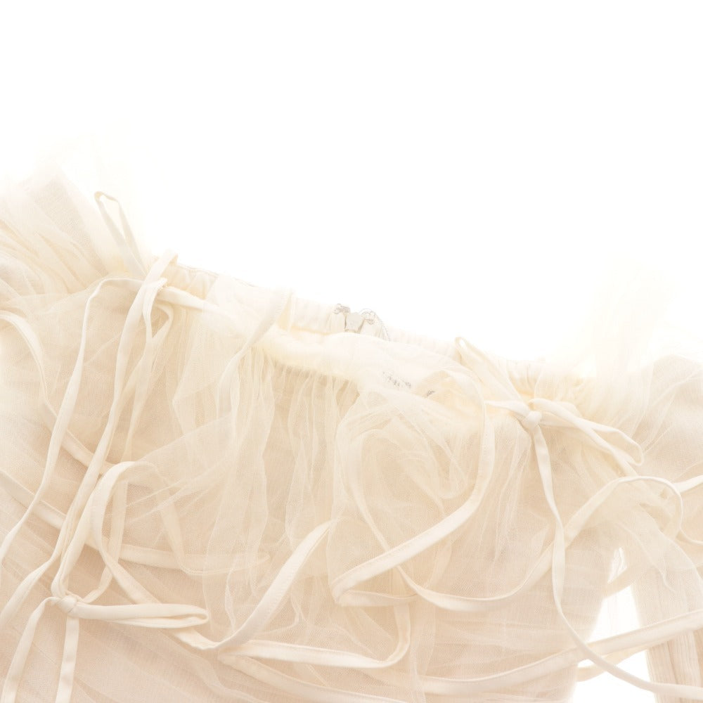 ■ M me eme Mini Dress Long-Sleeve Top Tulle Ruffles Bow Women's One Size Ivory Tagged Unused