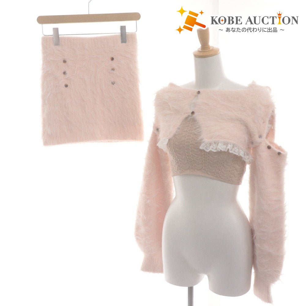 ■ Amerju Amerju 3-Piece Set Top Bottom Skirt Camisole Women's M Pink Beige With Tags Unused