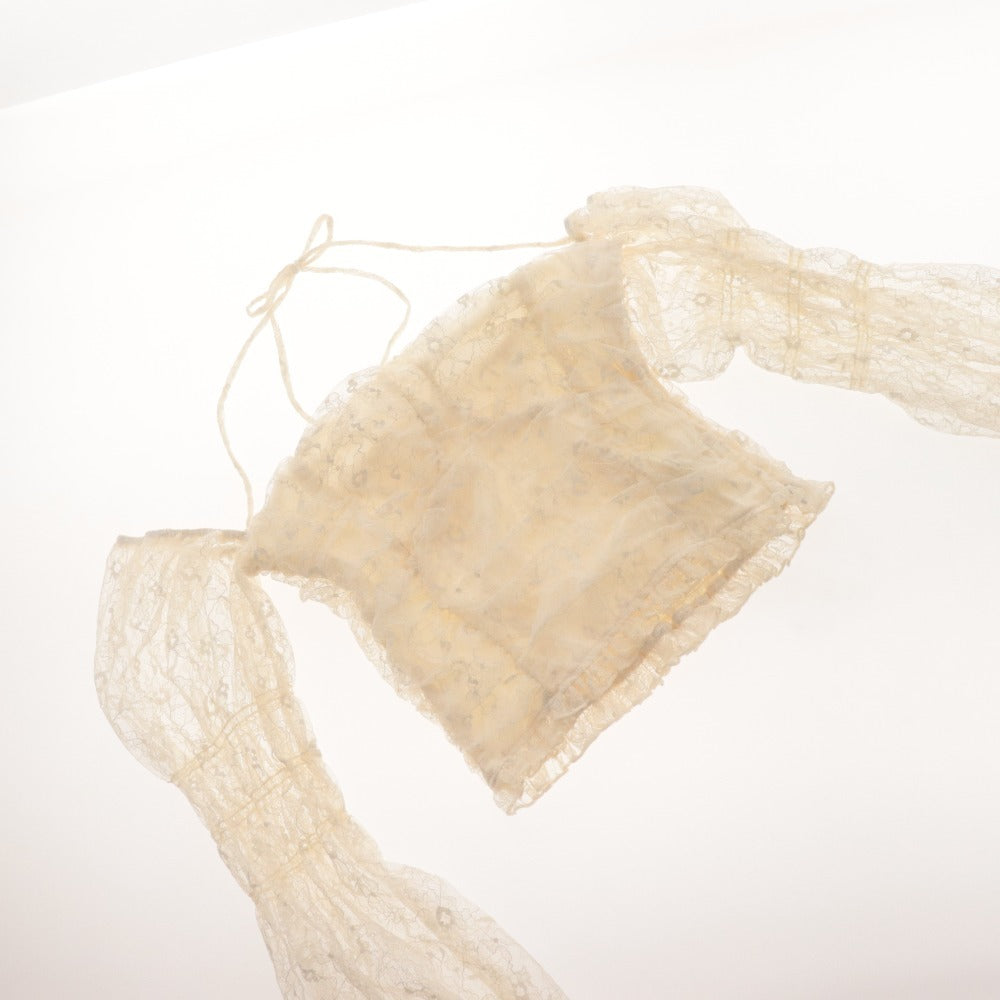 ■ YILON Off-the-Shoulder Top, Long Sleeves, Cropped Length, Shirring, Lace, Women's, One Size, Ivory/Light Beige