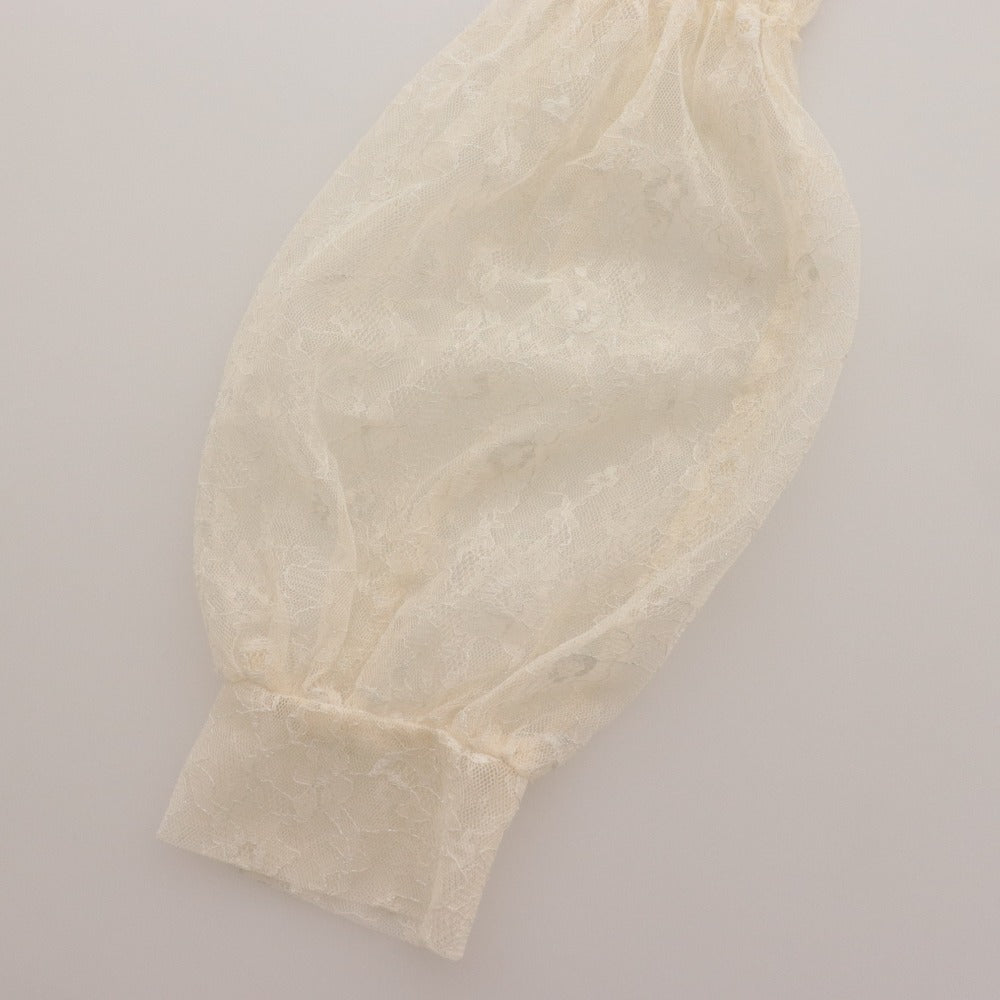 ■ YILON Off-the-Shoulder Top, Long Sleeves, Cropped Length, Shirring, Lace, Women's, One Size, Ivory/Light Beige