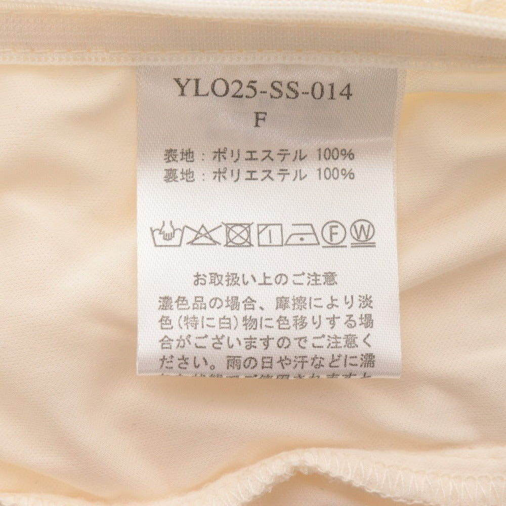 ■ YILON Off-the-Shoulder Top, Long Sleeves, Cropped Length, Shirring, Lace, Women's, One Size, Ivory/Light Beige