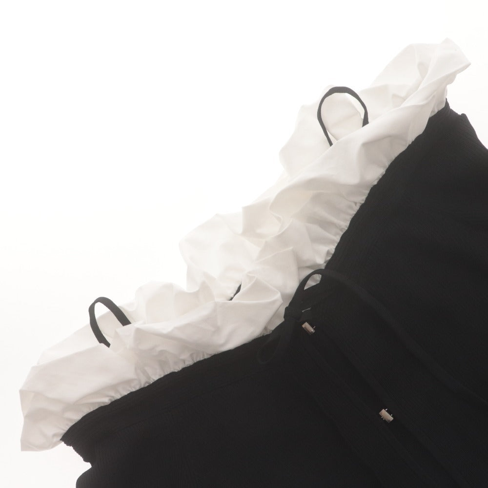 ■ SNIDEL Off-the-Shoulder Top Long Sleeve Cropped Short Length Ruffle Ribbed Women's Free Size Black Unused