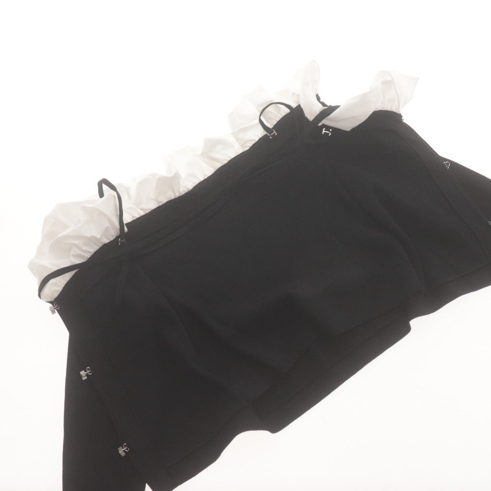 ■ SNIDEL Off-the-Shoulder Top Long Sleeve Cropped Short Length Ruffle Ribbed Women's Free Size Black Unused