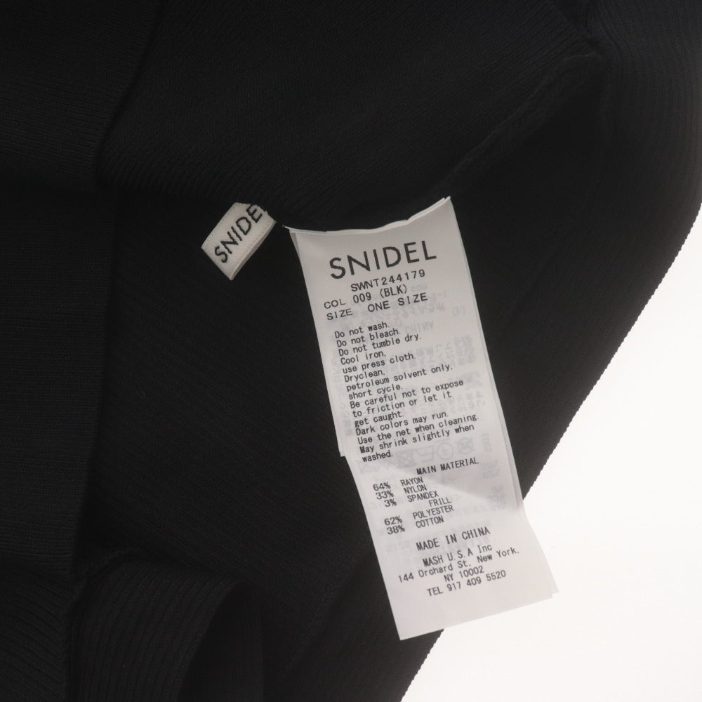 ■ SNIDEL Off-the-Shoulder Top Long Sleeve Cropped Short Length Ruffle Ribbed Women's Free Size Black Unused