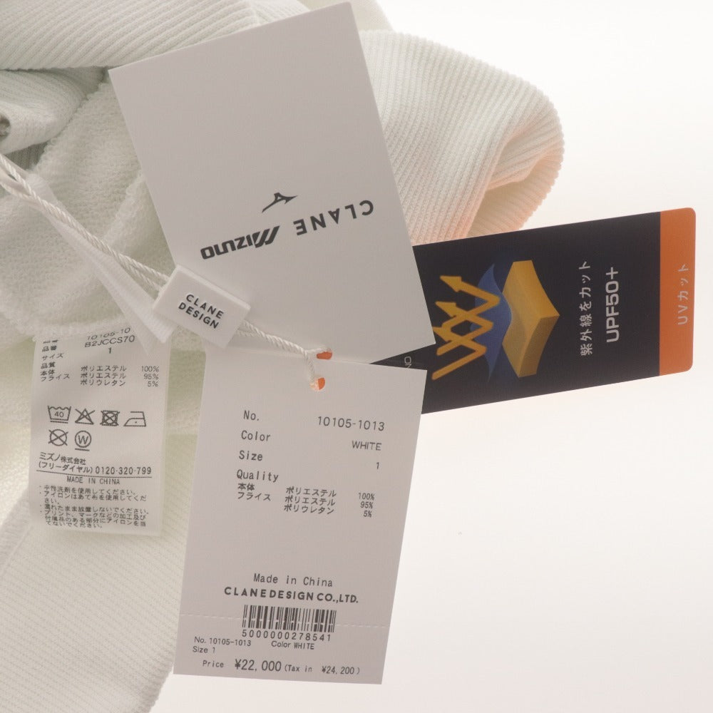 ■ CLANE × MIZUNO Sweatshirt Top, Long-Sleeve, High-Neck, Half-Zip, Women's Size 1 (Equivalent to S), White, With Tags, Unused
