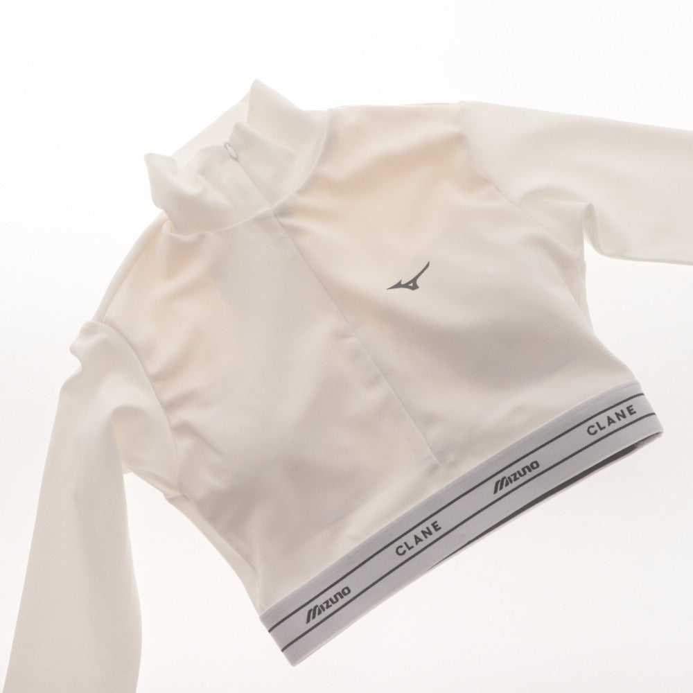 ■ クラネ ミズノ CLANE×MIZUNO カットソー トップス ハーフジップ UVカット クロップド レディース1(S相当） ホワイト タグ付き 未使用