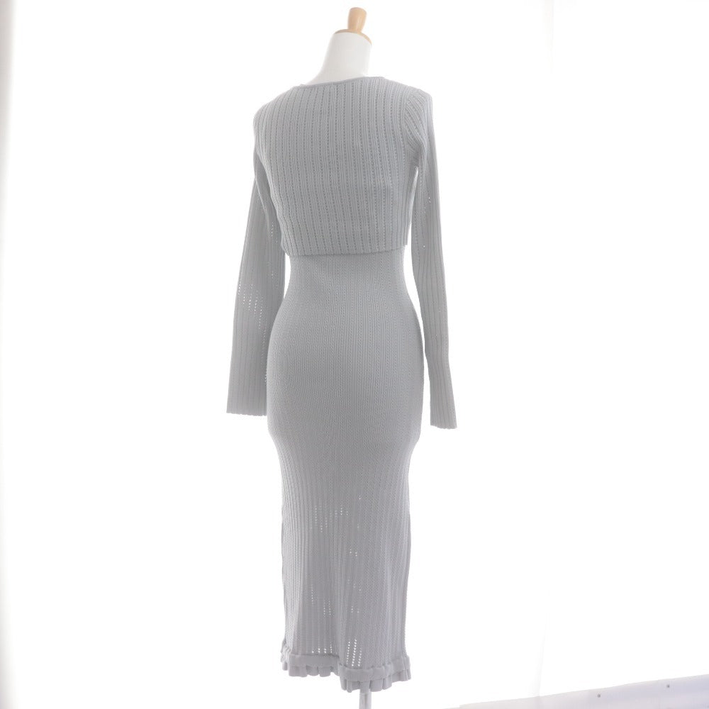 ■ YILON Set Ensemble Cardigan Dress Bear Top Women's Free Size Blue Green Gray Unused