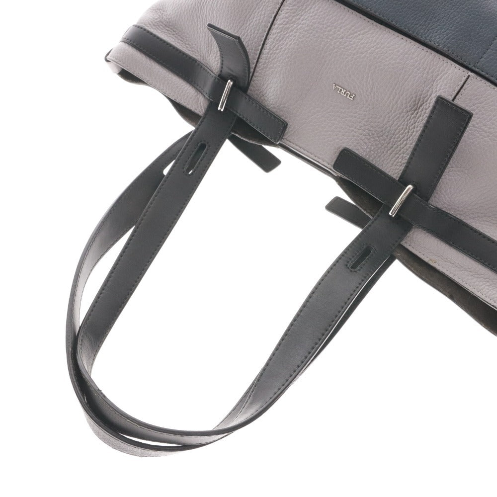 ■ FURLA フルラ ハンドバッグ トートバッグ 鞄 マグネット ファスナー ポケット メンズ レディース ブラック ダークグレー 袋付き