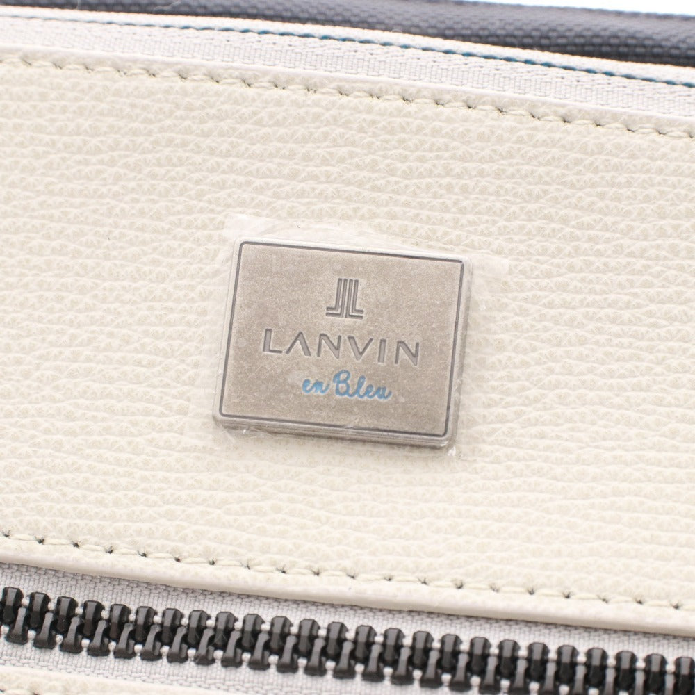■ LANVIN en Bleu ランバンオンブルー リュック バックパック 鞄 568502 ファスナー ポケット メンズ アイボリー ネイビー 未使用