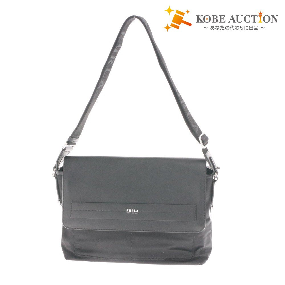 ■ FURLA フルラ メッセンジャーバッグ ショルダーバッグ 鞄 ファスナー マグネット メンズ ブラック