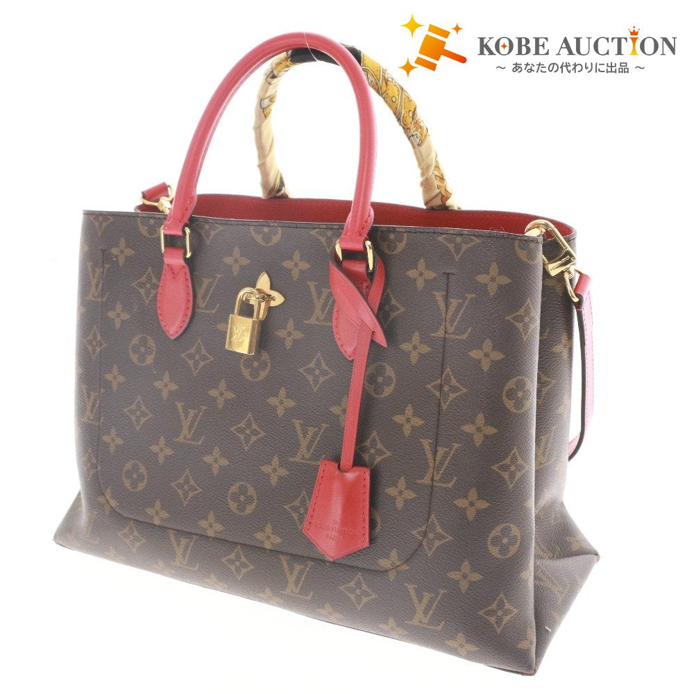 ■ ルイヴィトン LOUIS VUITTON フラワートートバッグ M43553 AH1118 鞄 ハンドバッグ ショルダー コクリコ レディース レッド ブラウン系