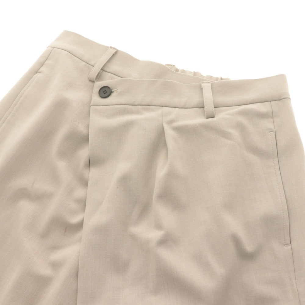 ■ ルスティック LOUSTIC パンツ ロング ワイド ストレート ボトムス 日本製 ストレッチ アシメ レディース 38(M相当）ライトベージュ
