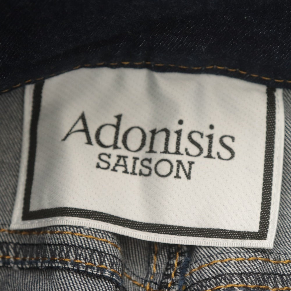 ■ アドニシス Adonisis SAISON デニムパンツ ジーンズ ロング ボトムス ハイウエスト ワイド インディゴ レディース 38(M相当） ネイビー