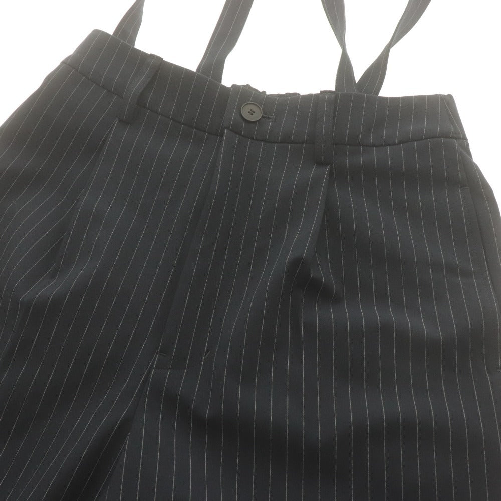 ■ ルスティック LOUSTIC パンツ ボトムス サスペンダー ワイド ストレート ストライプ日本製 レディース 38(M相当） ダークネイビー