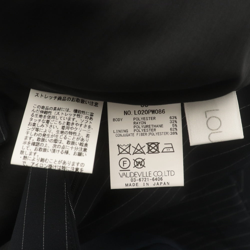 ■ ルスティック LOUSTIC パンツ ボトムス サスペンダー ワイド ストレート ストライプ日本製 レディース 38(M相当） ダークネイビー