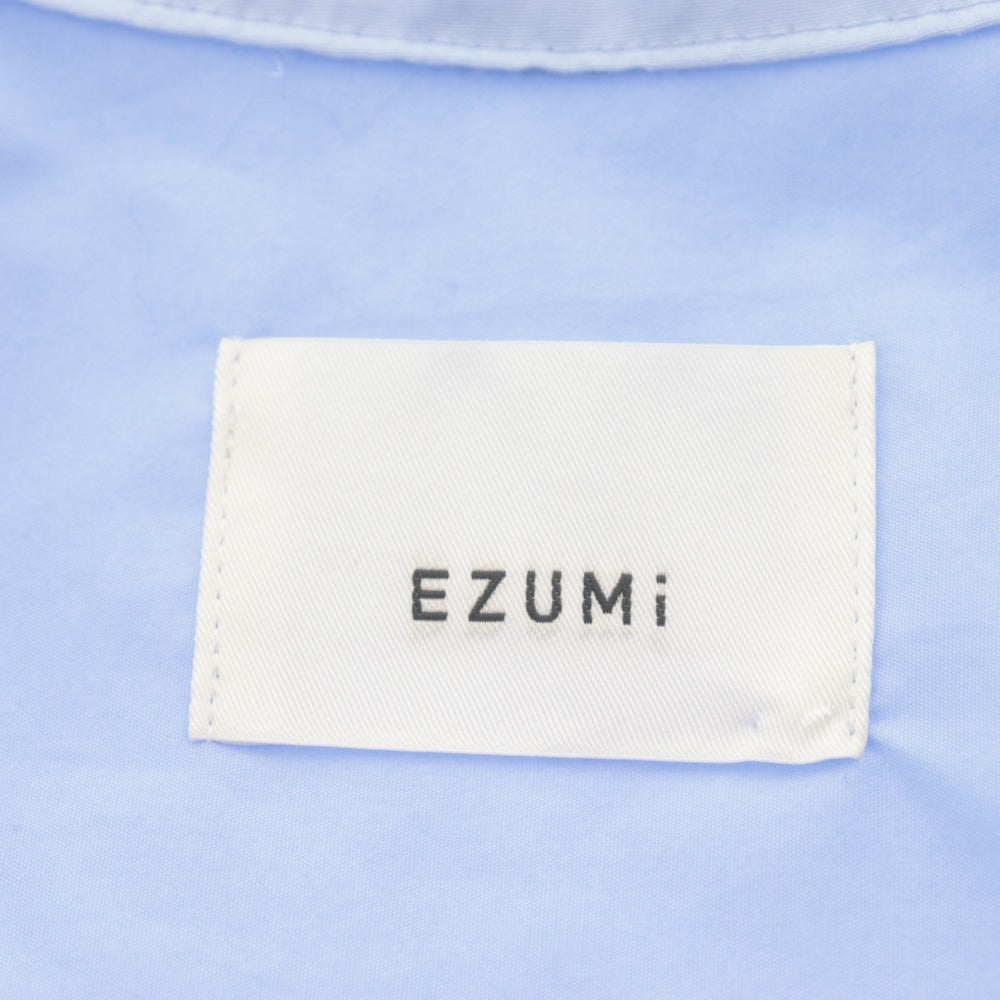 ■ エズミ EZUMi ブラウス シャツ 長袖 トップス ボウタイ クロップド 切りっぱなしデザイン レディース フリーサイズ ライトブルー