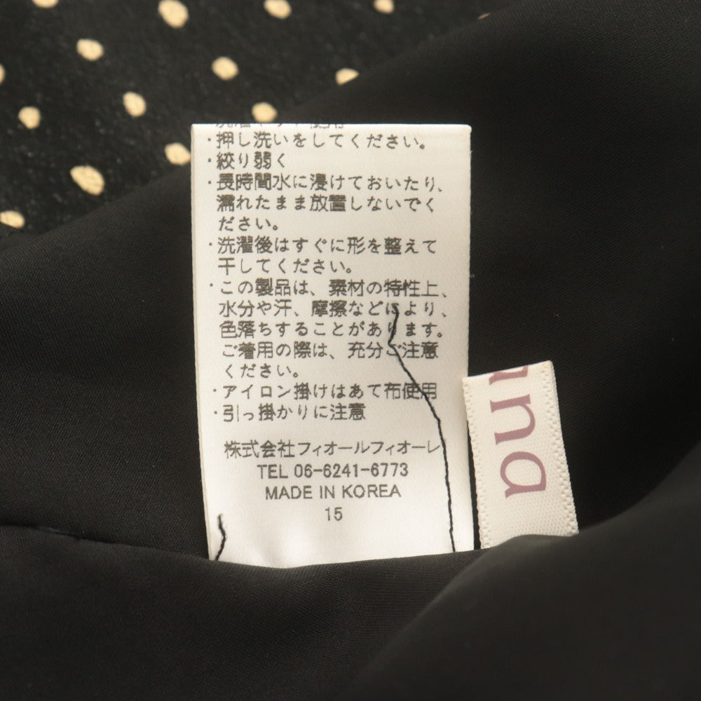 ■ アナナ anana ワンピース ロング 長袖 ボトルネック ドット バックリボン タイ レディース フリーサイズ ブラック系