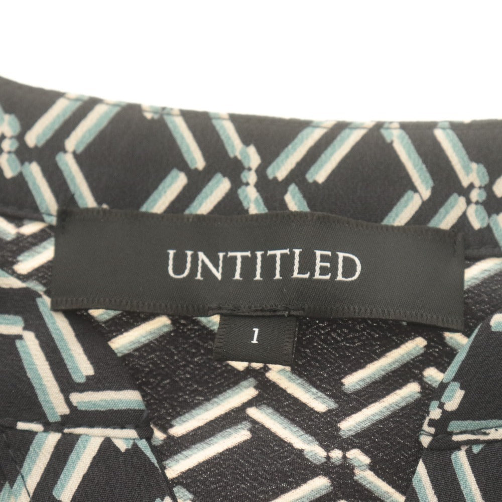■ アンタイトル UNTITLED ワンピース ロング 半袖 日本製 総柄 ボタン レディース 1(s相当）ベルト付き ブラック系