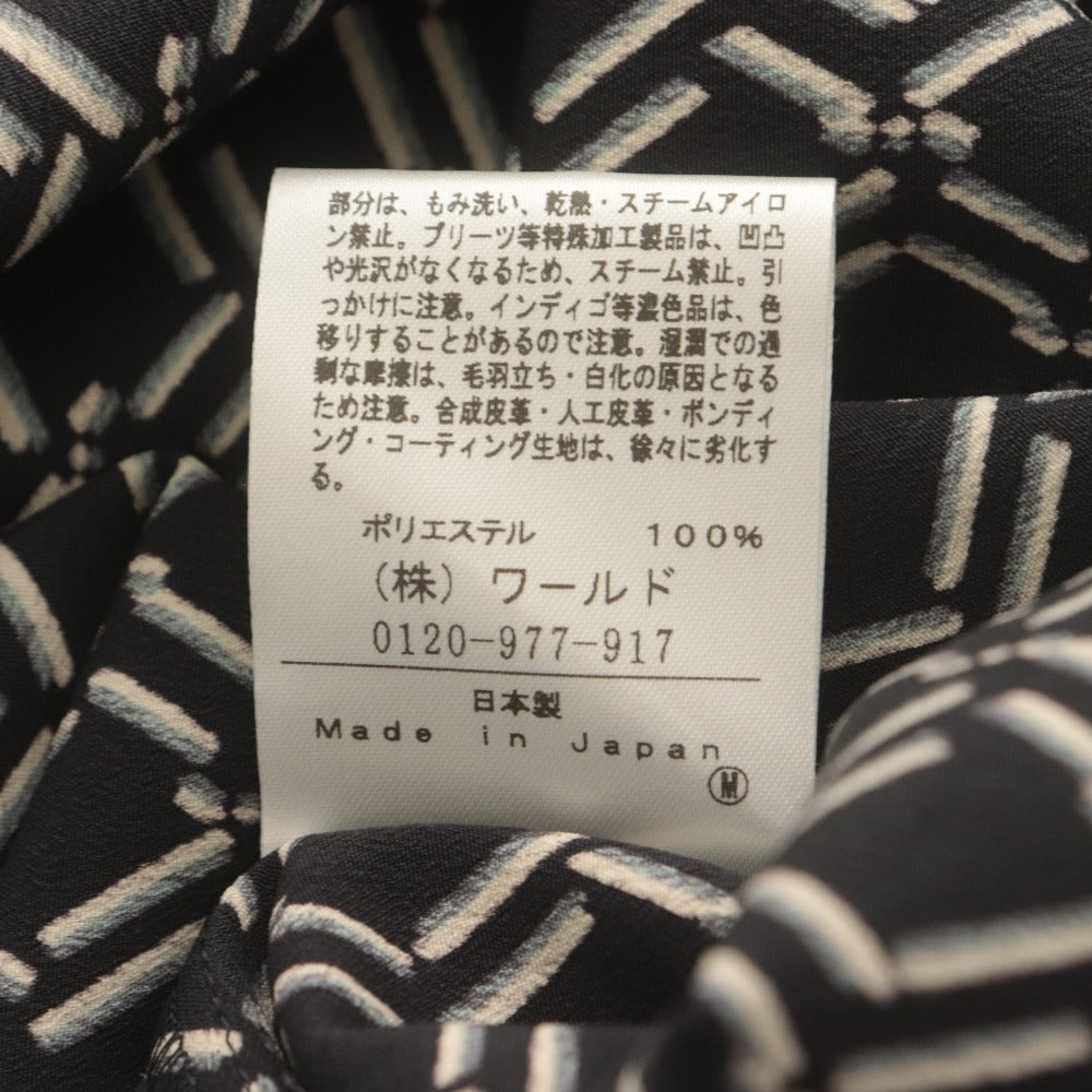 ■ アンタイトル UNTITLED ワンピース ロング 半袖 日本製 総柄 ボタン レディース 1(s相当）ベルト付き ブラック系