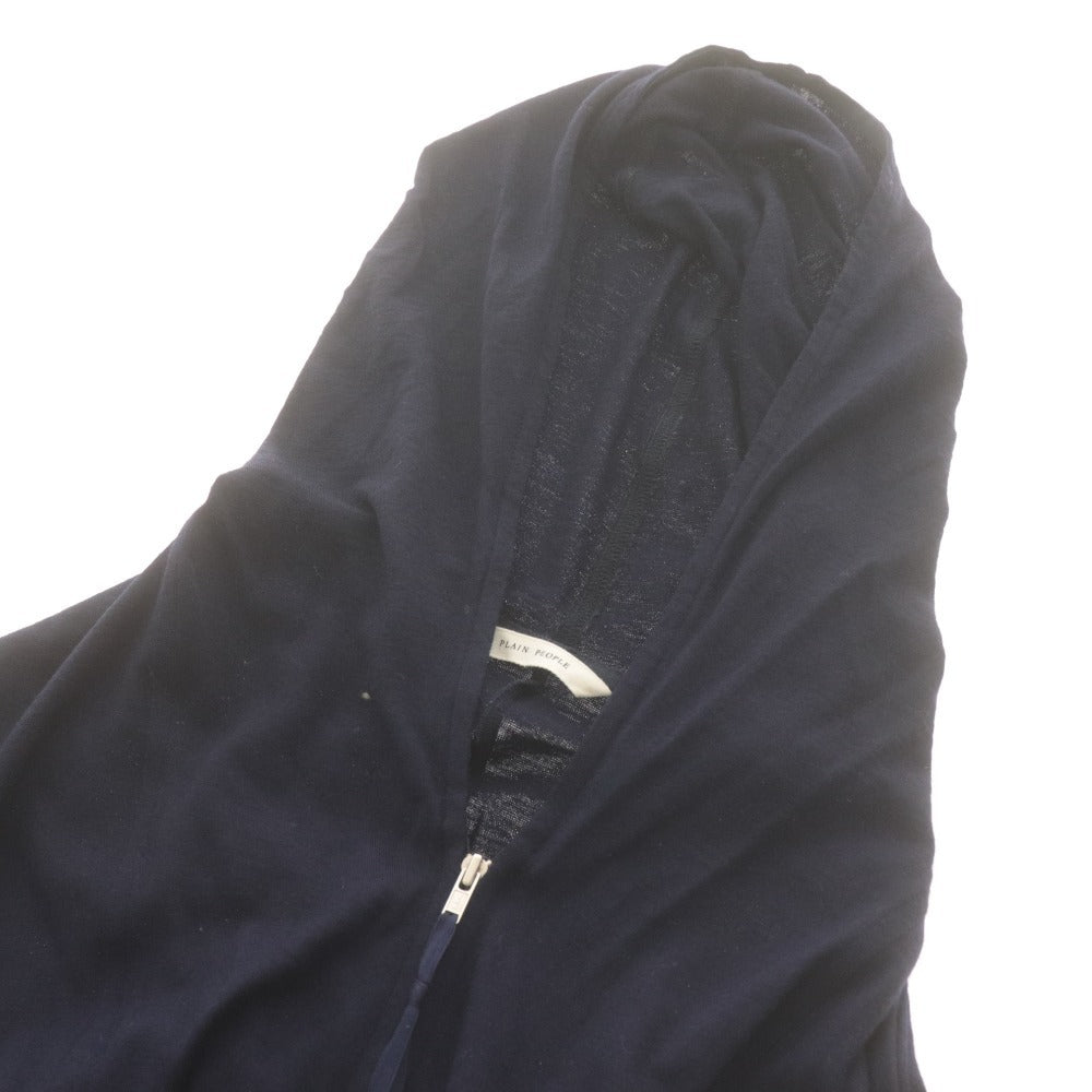 ■ プレインピープル PLAIN PEOPLE ワンピース 長袖 トップス ボトムス フード ジップ 日本製 レディース 2(M相当）ネイビー