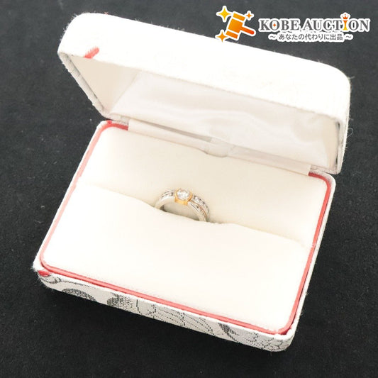 ■ 指輪 リング ダイヤモンド 0.447ct VVS-1 約6.1g K18 PT900 レディース 鑑定書 ケース付き