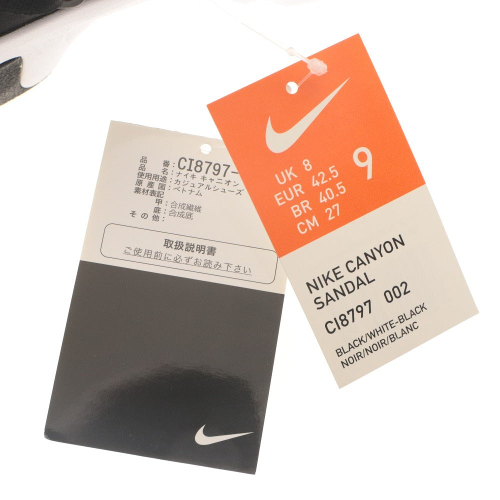 ■ ナイキ キャニオンサンダル 靴 NIKE CANYON SANDAL CL8797-002 ストラップ カジュアル メンズ 27cm 黒 白 タグ,箱付き 未使用(汚れ有)