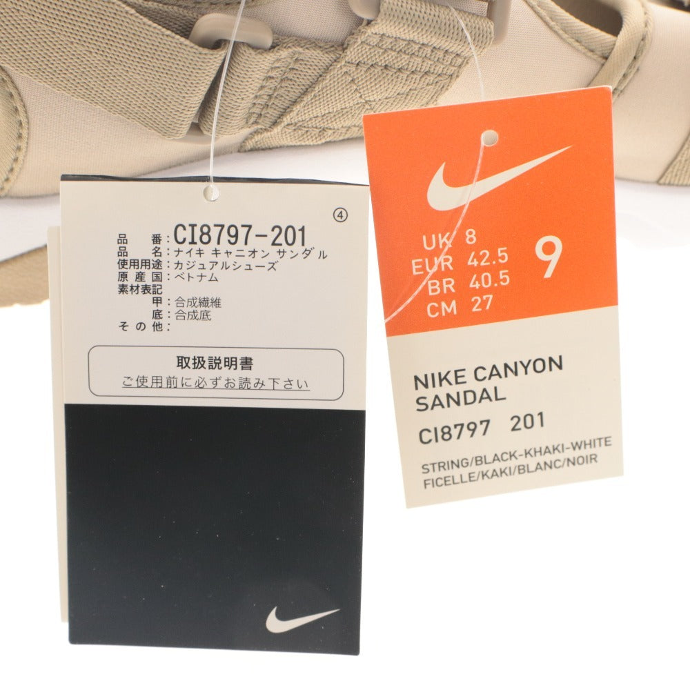 ■ ナイキ キャニオンサンダル 靴 NIKE CANYON SANDAL CL8797-201 カジュアル メンズ 27cm カーキ 白 タグ,箱付き 未使用(汚れ有)